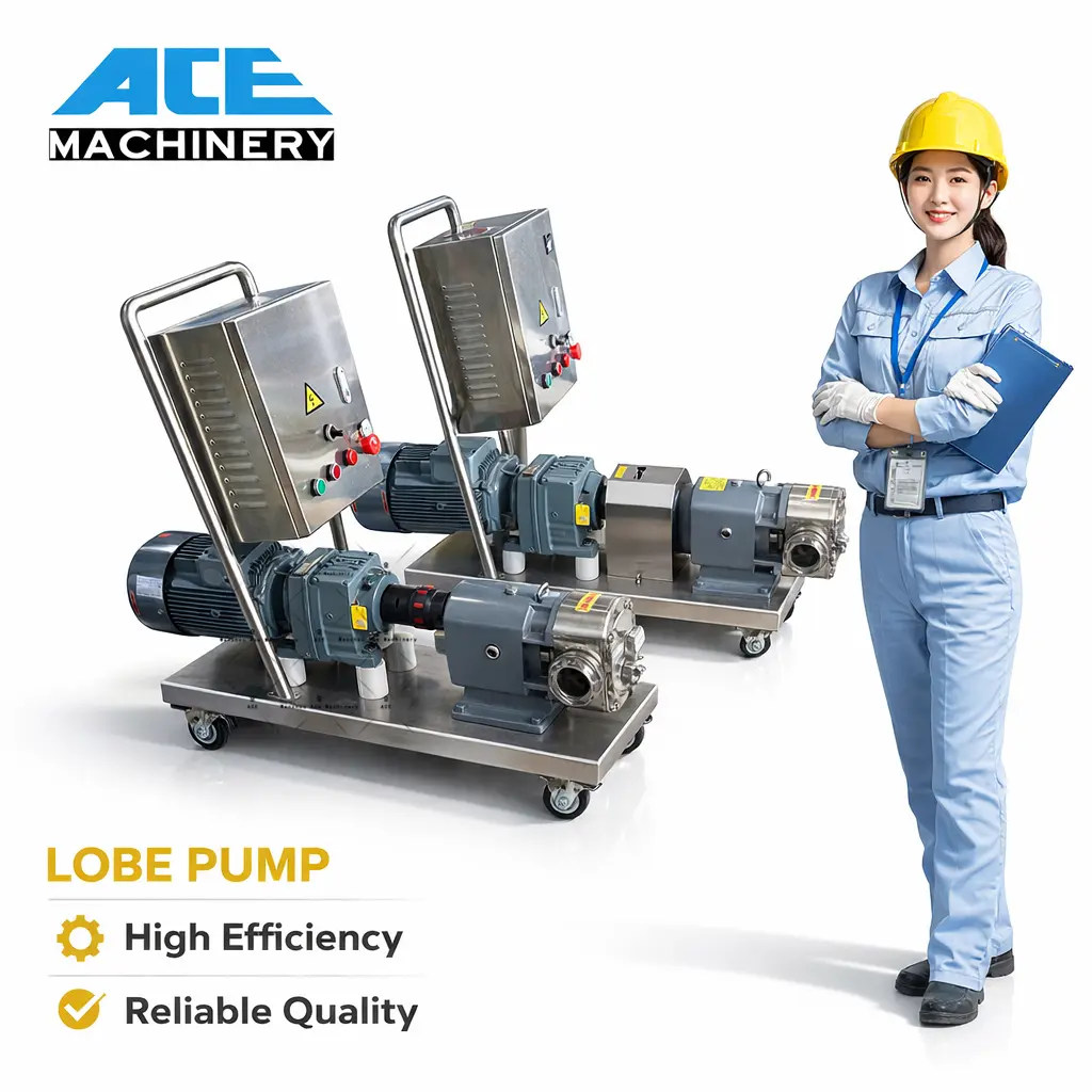 Sanitary stainless steel lobe pump with motor