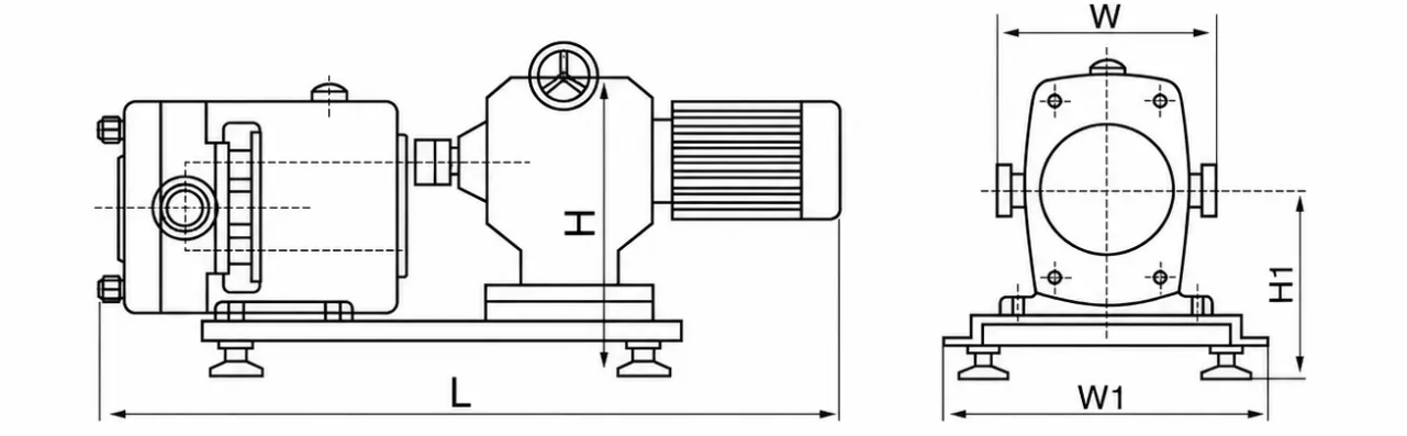 Lobe pump dimension diagram